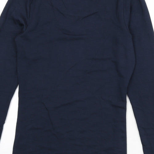 Marks and Spencer Womens Blue Acrylic Basic T-Shirt Size 14 Round Neck - Thermal