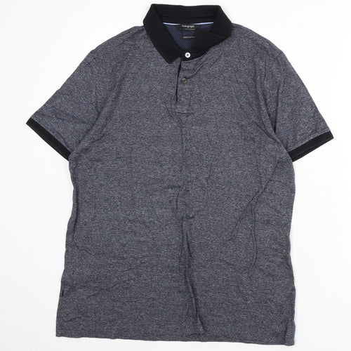 Autograph Mens Blue 100% Cotton Polo Size M Collared Button