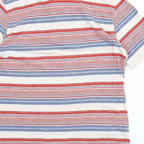 North Coast Mens Multicoloured Striped 100% Cotton Polo Size M Collared Button