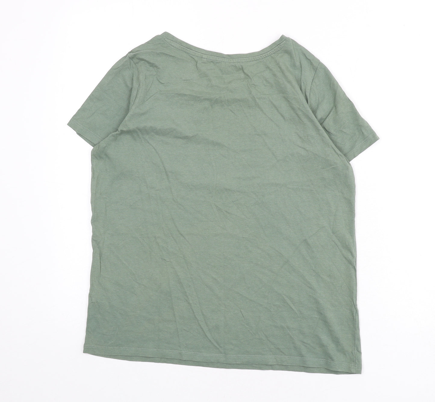 NEXT Womens Green 100% Cotton Basic T-Shirt Size 8 Round Neck