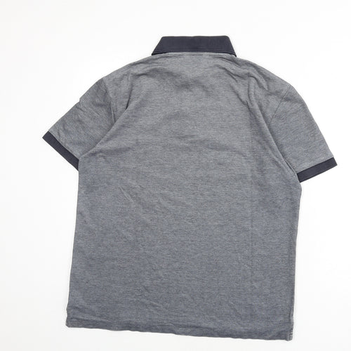 Blue Harbour Mens Blue Cotton Polo Size M Collared Button