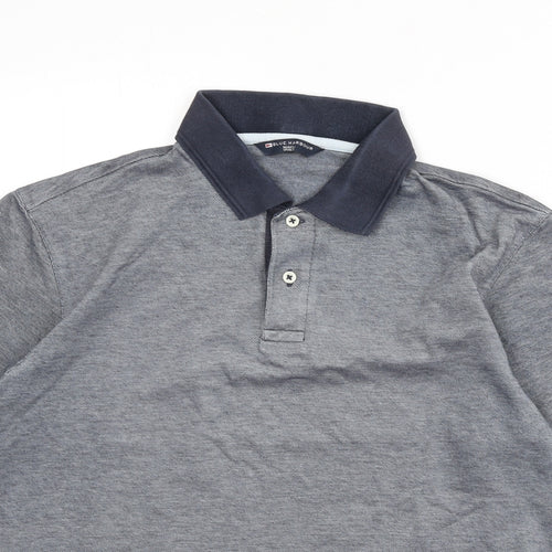 Blue Harbour Mens Blue Cotton Polo Size M Collared Button