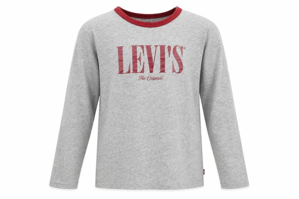Front view of Levi's girls’ grey cotton basic t-shirt, size 14, years round neck pullover