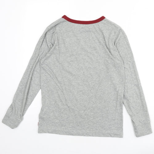 Levi's Girls Grey Cotton Basic T-Shirt Size 14 Years Round Neck Pullover