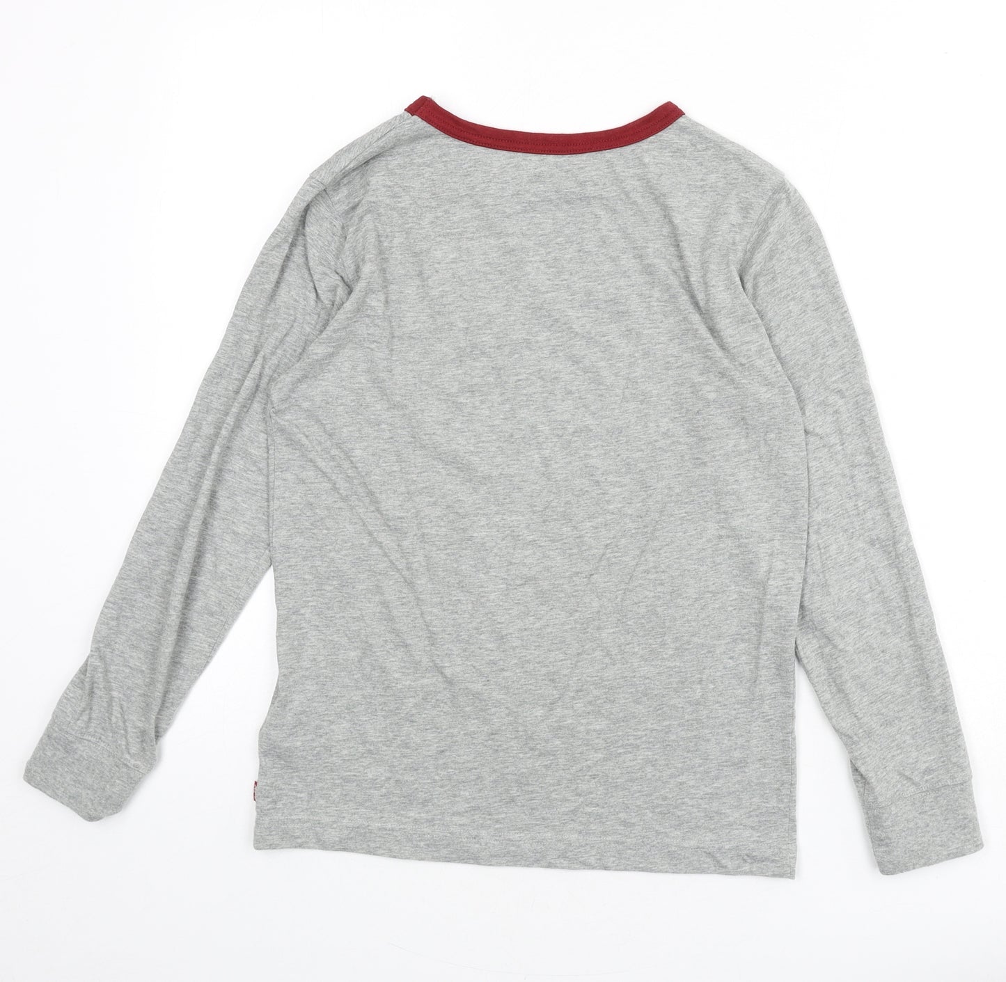 Levi's Girls Grey Cotton Basic T-Shirt Size 14 Years Round Neck Pullover