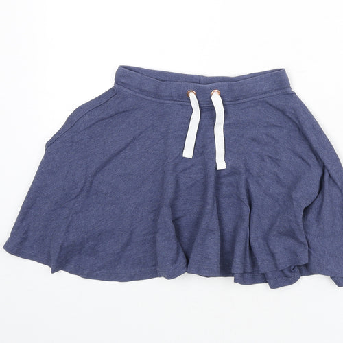 Marks and Spencer Girls Blue Cotton Skater Skirt Size 6-7 Years Regular Drawstring