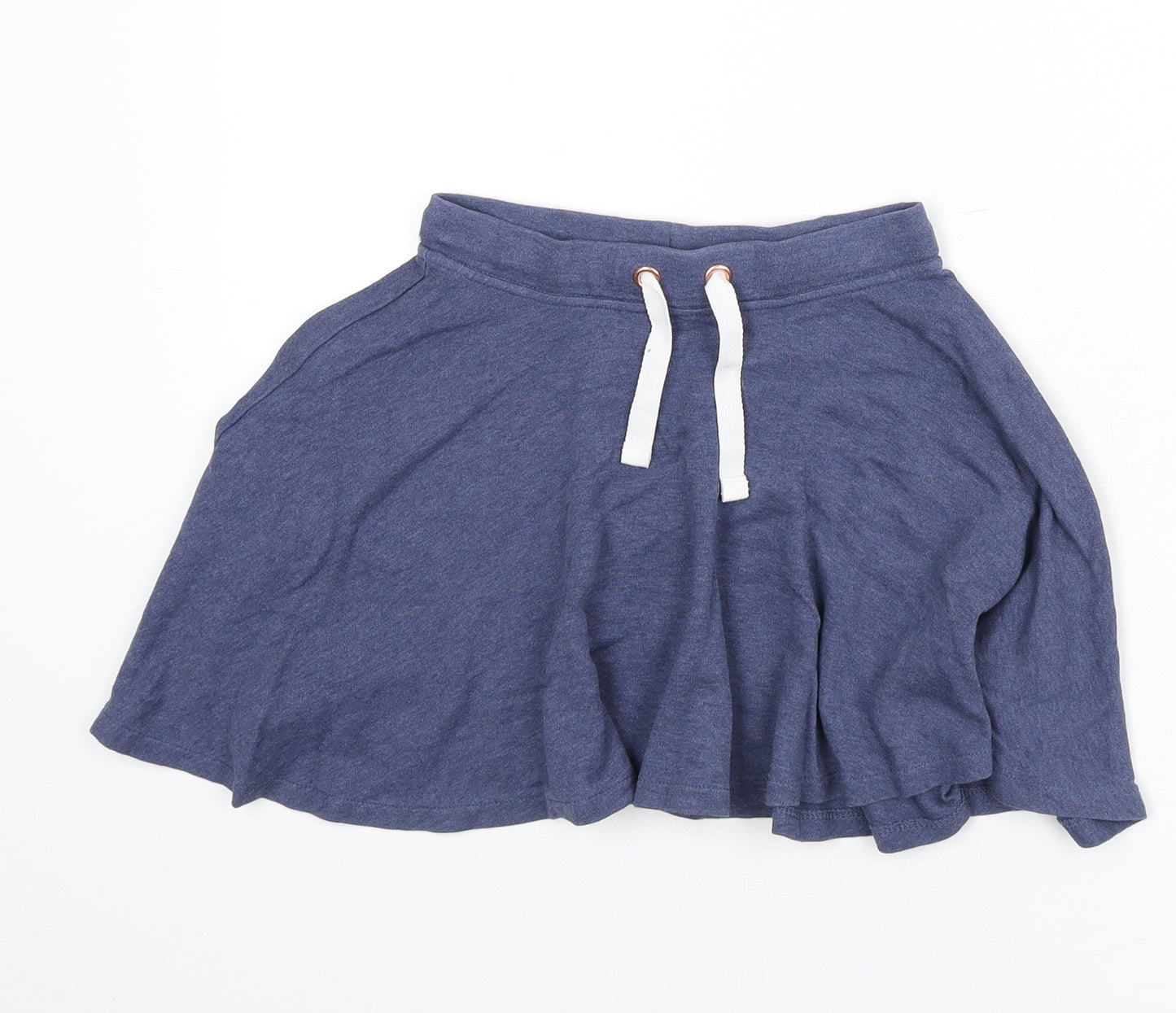 Marks and Spencer Girls Blue Cotton Skater Skirt Size 6-7 Years Regular Drawstring