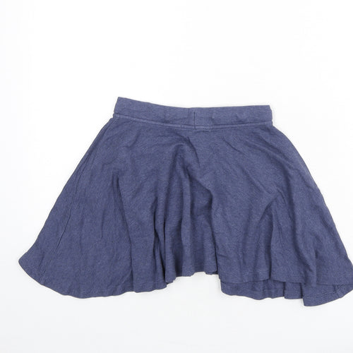 Marks and Spencer Girls Blue Cotton Skater Skirt Size 6-7 Years Regular Drawstring