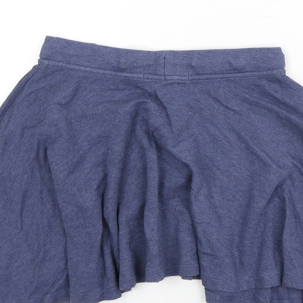 Marks and Spencer Girls Blue Cotton Skater Skirt Size 6-7 Years Regular Drawstring
