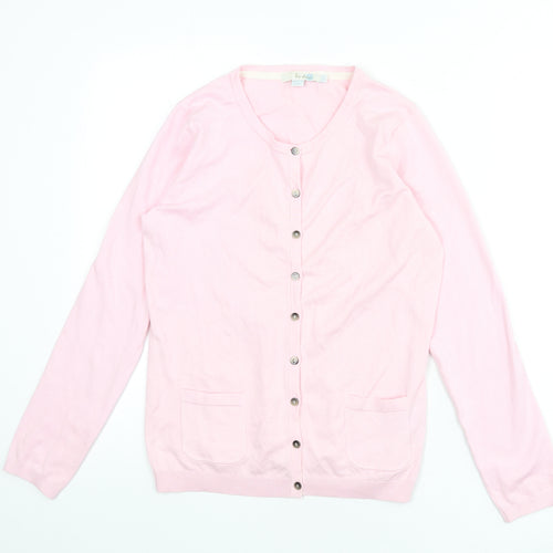 Boden Womens Pink Round Neck Cotton Cardigan Jumper Size 12
