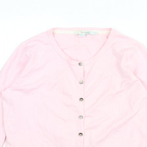 Boden Womens Pink Round Neck Cotton Cardigan Jumper Size 12