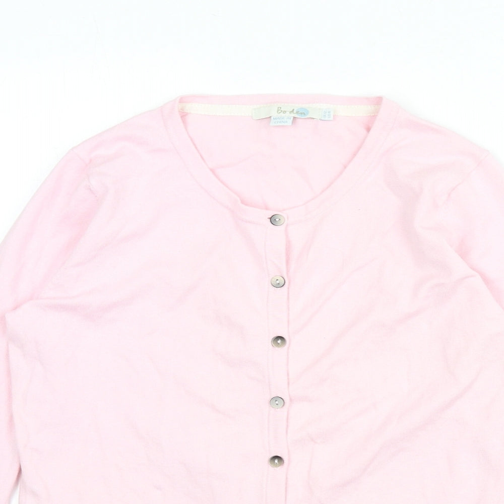 Boden Womens Pink Round Neck Cotton Cardigan Jumper Size 12
