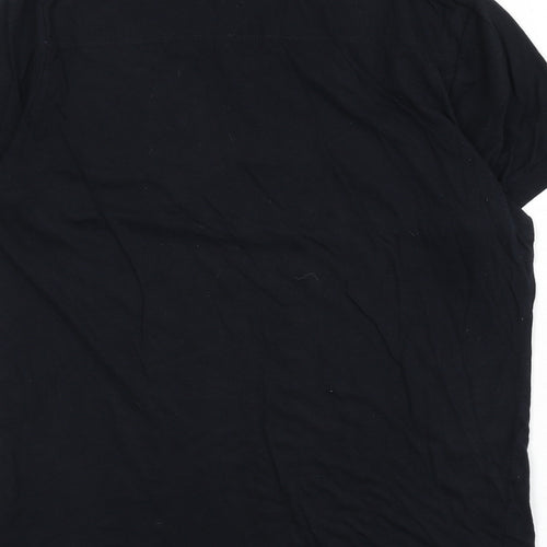 French Connection Mens Black 100% Cotton Polo Size L Collared Button