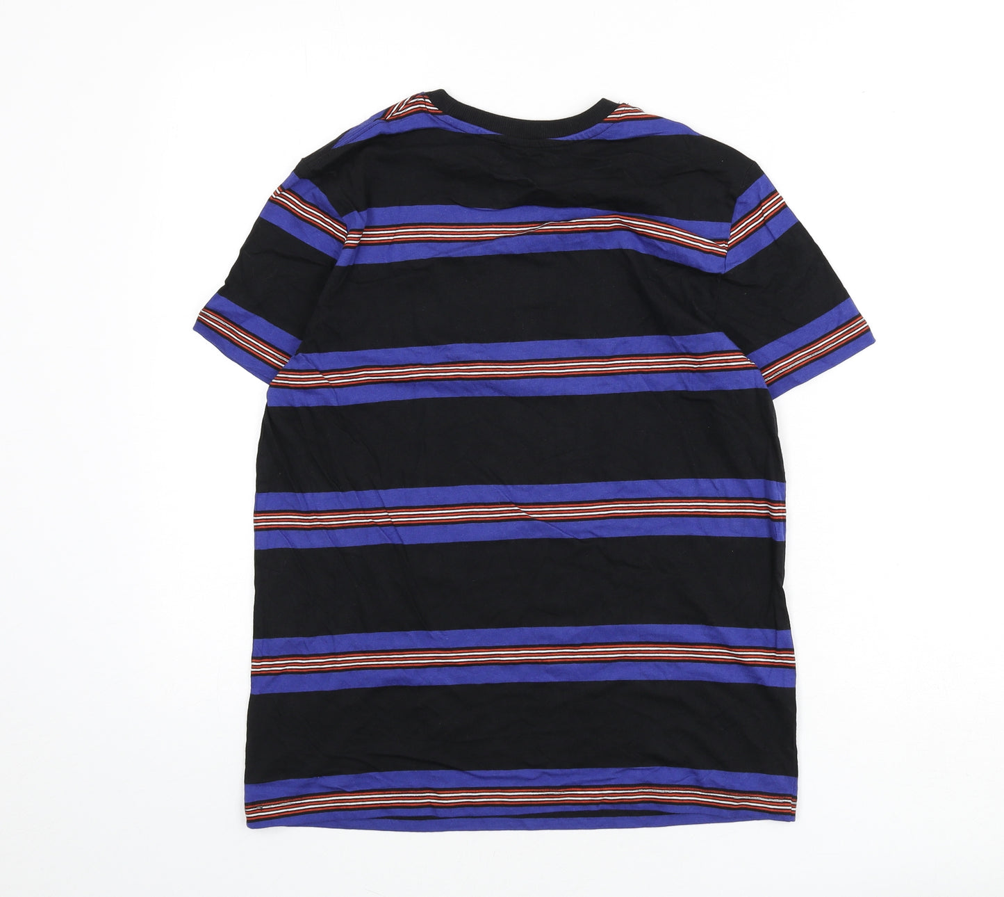 Marks and Spencer Boys Multicoloured Striped Cotton Basic T-Shirt Size 13-14 Years Round Neck Pullover