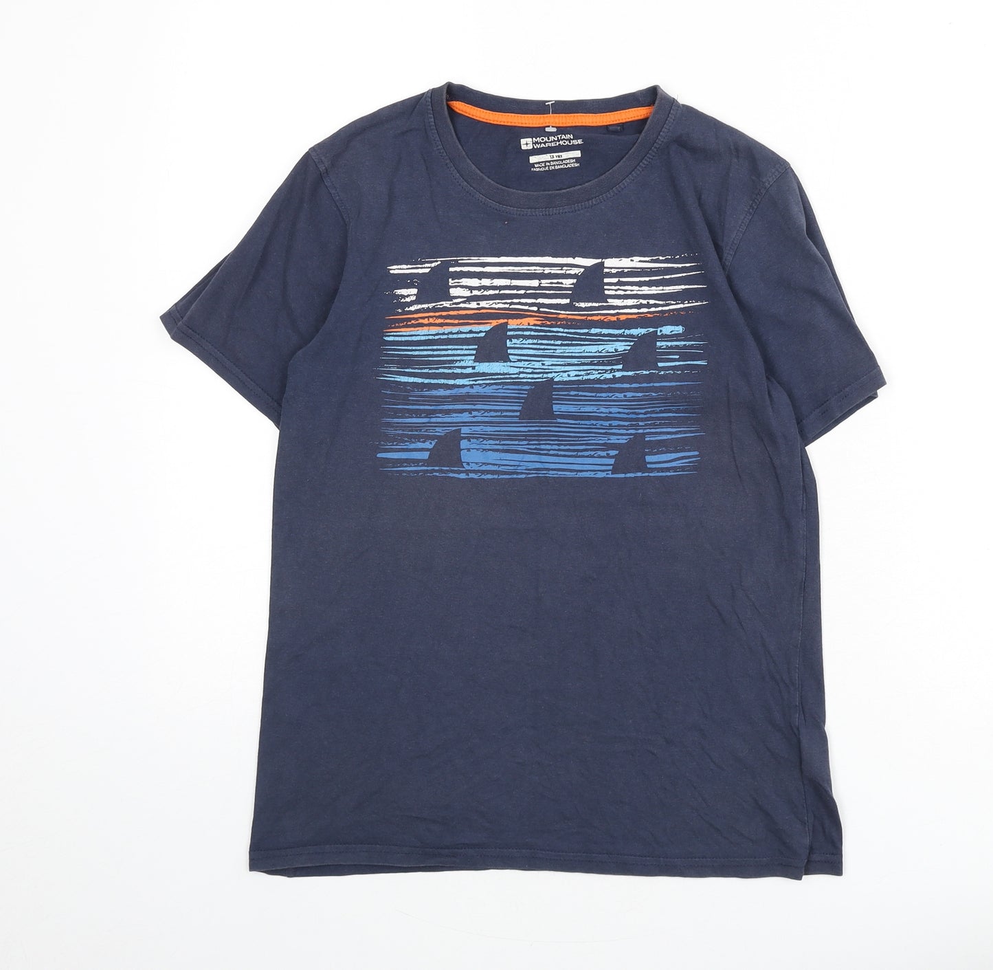 Mountain Warehouse Boys Blue 100% Cotton Basic T-Shirt Size 13 Years Round Neck Pullover