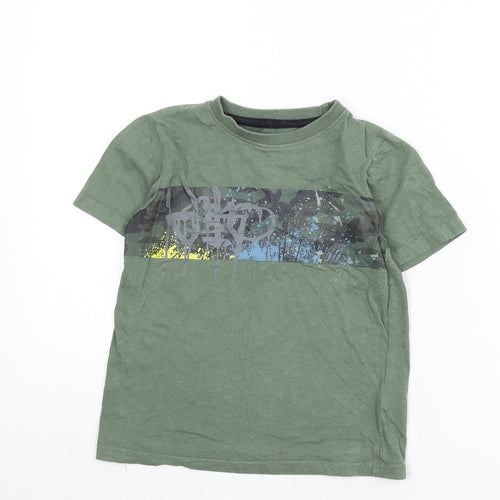 M&Co Boys Green Cotton Basic T-Shirt Size 7-8 Years Round Neck Pullover