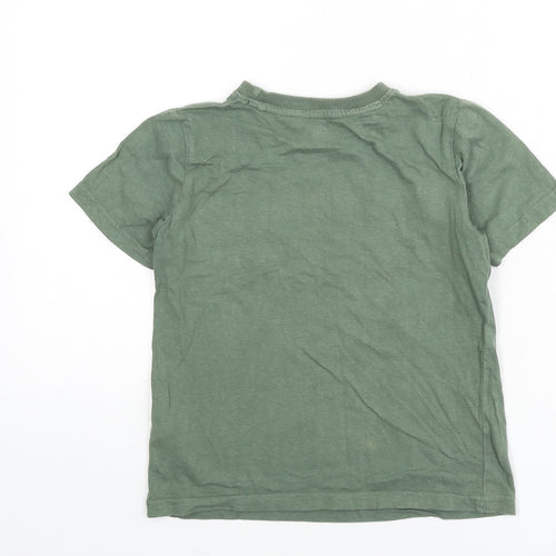M&Co Boys Green Cotton Basic T-Shirt Size 7-8 Years Round Neck Pullover