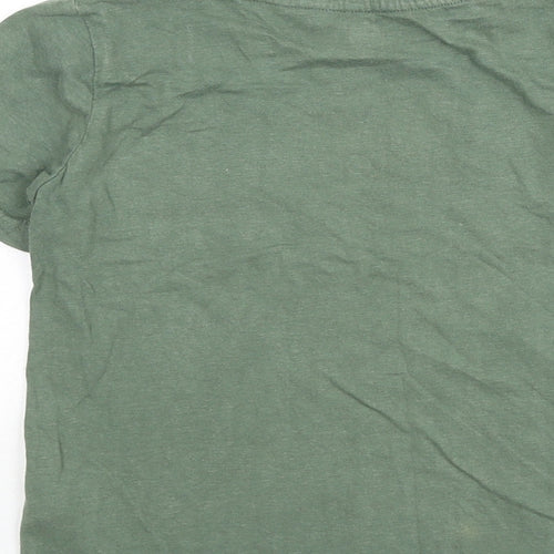 M&Co Boys Green Cotton Basic T-Shirt Size 7-8 Years Round Neck Pullover