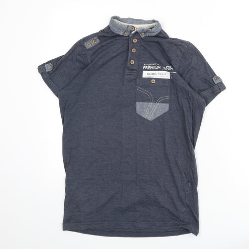 Smith and Jones Mens Blue Polyester Polo Size S Collared Button