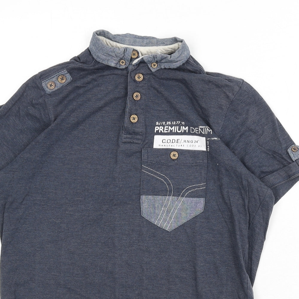 Smith and Jones Mens Blue Polyester Polo Size S Collared Button
