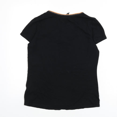 Marks and Spencer Womens Black Cotton Basic T-Shirt Size 16 V-Neck