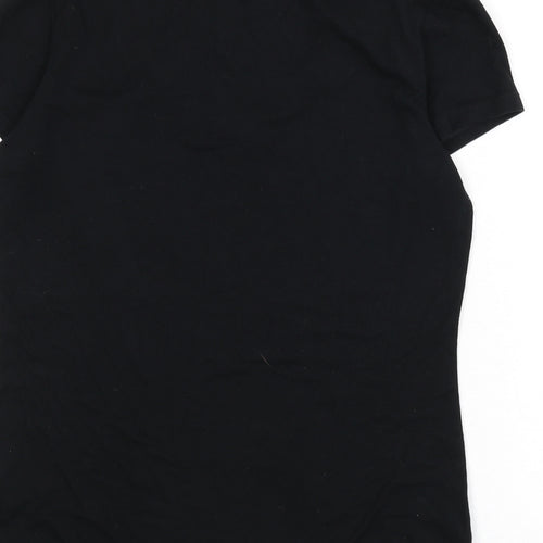 Marks and Spencer Womens Black Cotton Basic T-Shirt Size 16 V-Neck