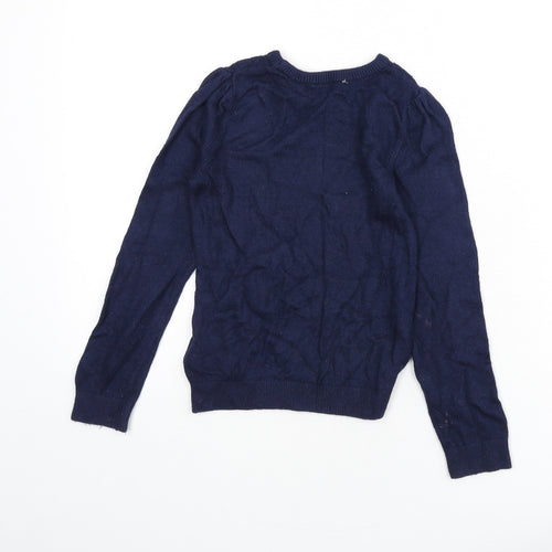 H&M Girls Blue Round Neck Viscose Pullover Jumper Size 4-5 Years Pullover