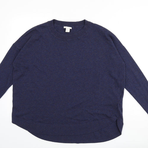 H&M Womens Blue Round Neck Polyester Pullover Jumper Size L