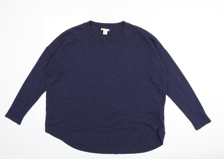 H&M Womens Blue Round Neck Polyester Pullover Jumper Size L