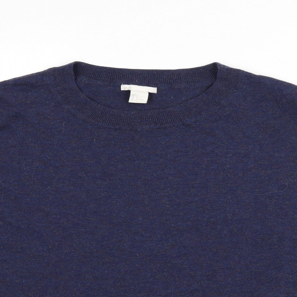 H&M Womens Blue Round Neck Polyester Pullover Jumper Size L