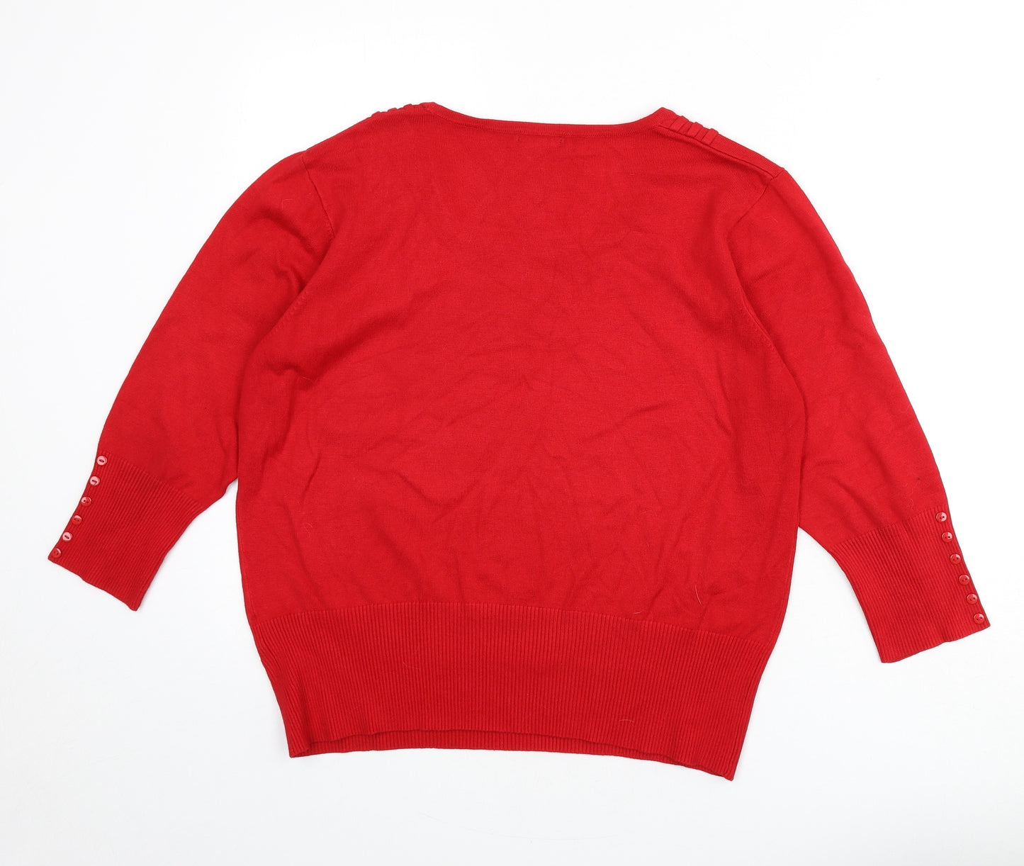 Roman Womens Red Square Neck Viscose Pullover Jumper Size 20