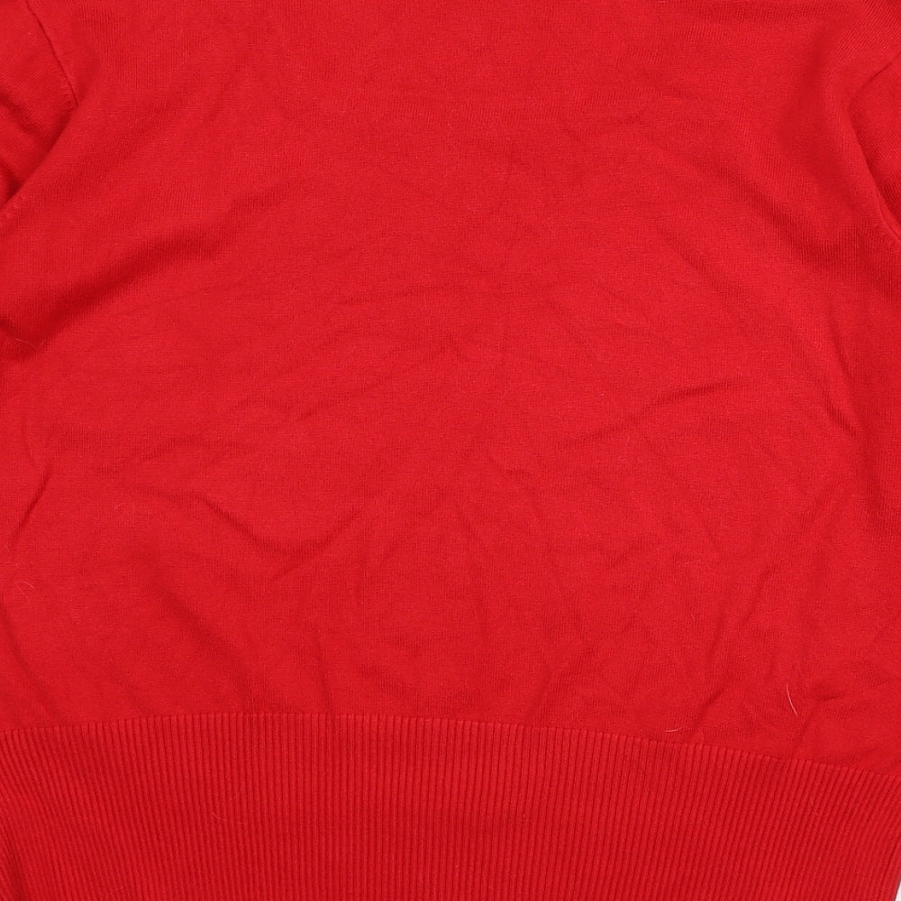 Roman Womens Red Square Neck Viscose Pullover Jumper Size 20