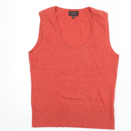 Pure Womens Red Scoop Neck 100% Cashmere Vest Jumper Size 12