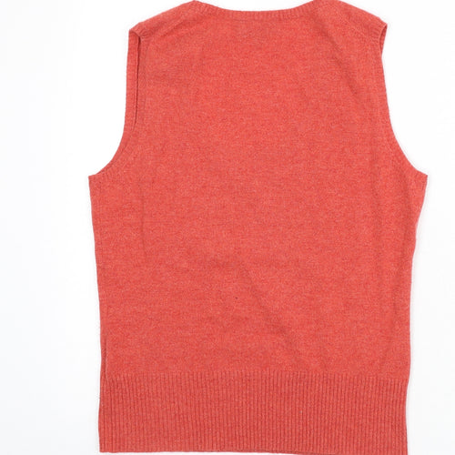 Pure Womens Red Scoop Neck 100% Cashmere Vest Jumper Size 12