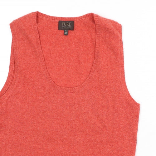 Pure Womens Red Scoop Neck 100% Cashmere Vest Jumper Size 12