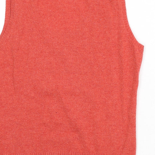 Pure Womens Red Scoop Neck 100% Cashmere Vest Jumper Size 12