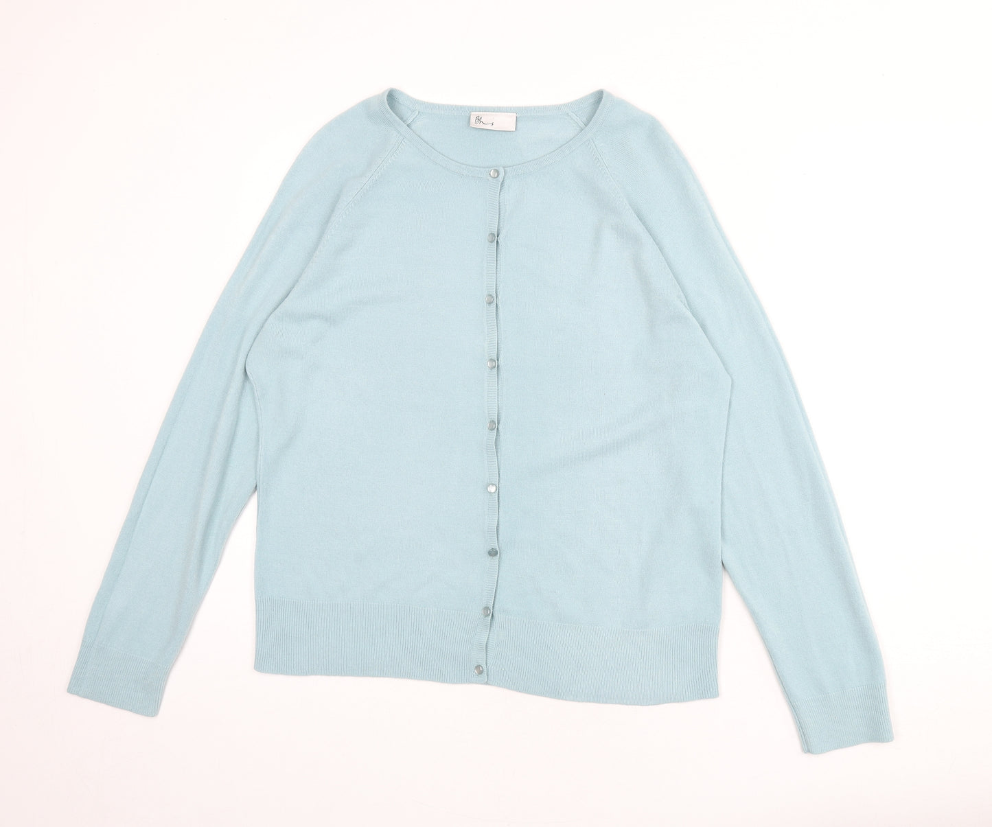BHS Womens Blue Round Neck Acrylic Cardigan Jumper Size 16