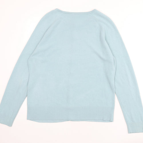 BHS Womens Blue Round Neck Acrylic Cardigan Jumper Size 16