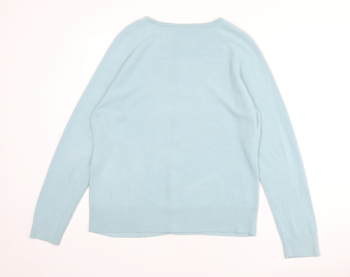 BHS Womens Blue Round Neck Acrylic Cardigan Jumper Size 16