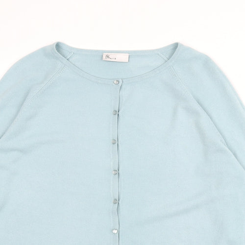 BHS Womens Blue Round Neck Acrylic Cardigan Jumper Size 16