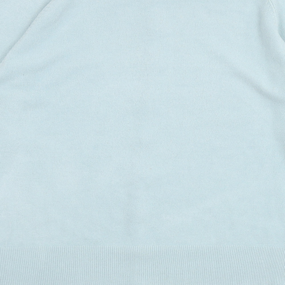 BHS Womens Blue Round Neck Acrylic Cardigan Jumper Size 16
