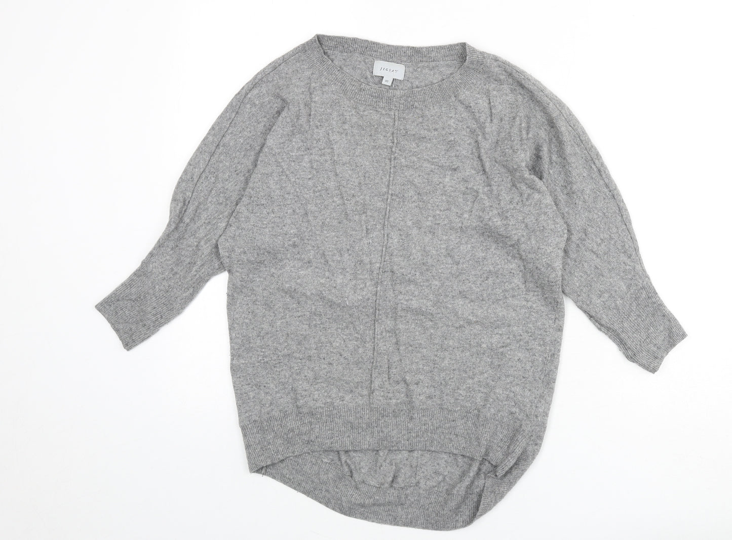 Jigsaw Womens Grey Round Neck Wool Pullover Jumper Size XS