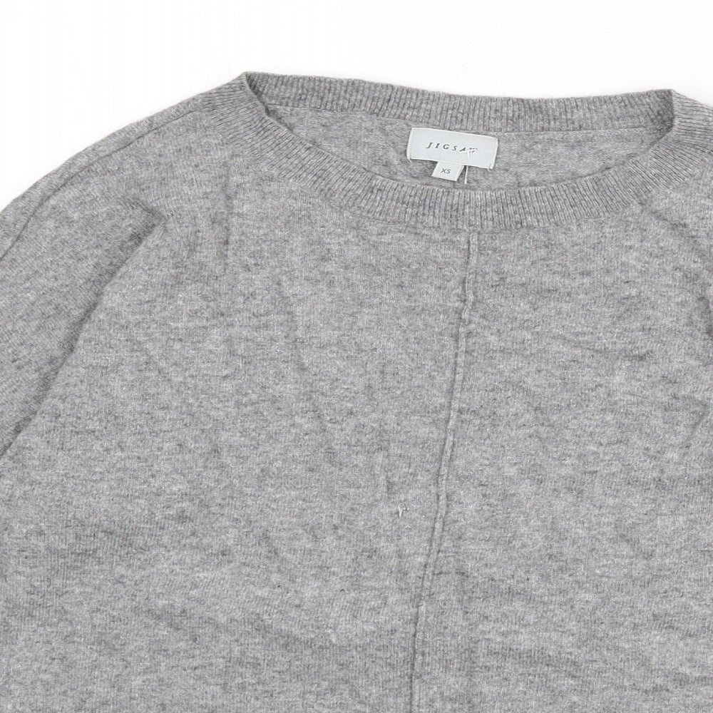 Jigsaw Womens Grey Round Neck Wool Pullover Jumper Size XS