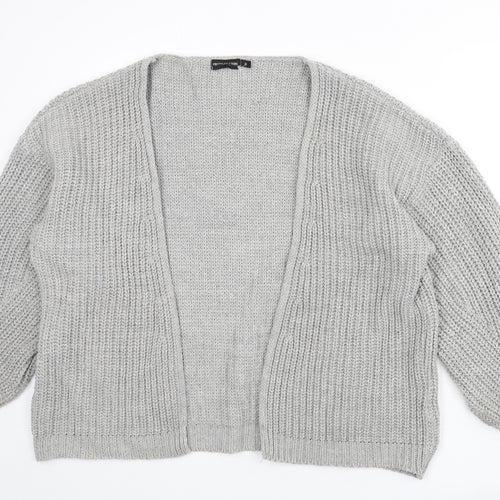 PRETTYLITTLETHING Womens Grey V-Neck Acrylic Cardigan Jumper Size M