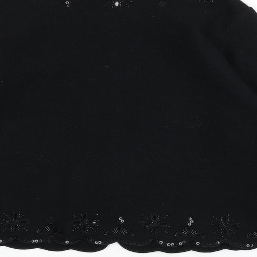 St Michael Womens Black V-Neck Wool Cardigan Jumper Size 12 - Sequins