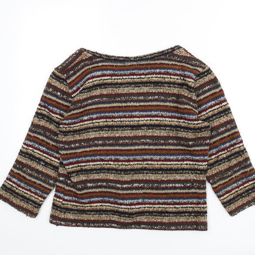 Per Una Womens Multicoloured V-Neck Striped Acrylic Cardigan Jumper Size 12