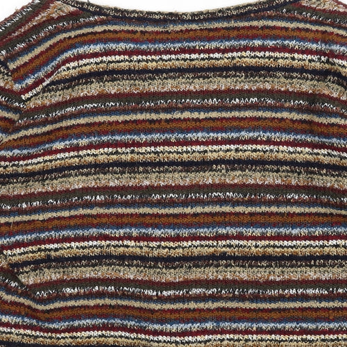 Per Una Womens Multicoloured V-Neck Striped Acrylic Cardigan Jumper Size 12
