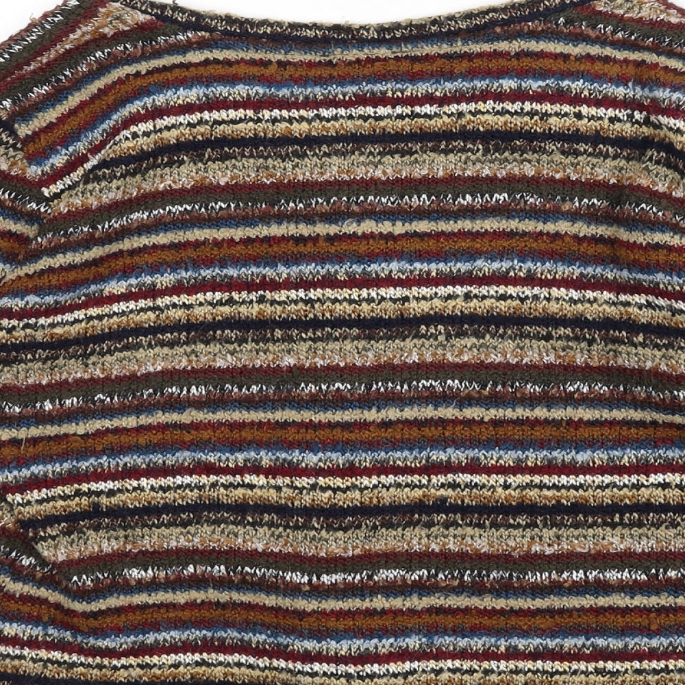 Per Una Womens Multicoloured V-Neck Striped Acrylic Cardigan Jumper Size 12
