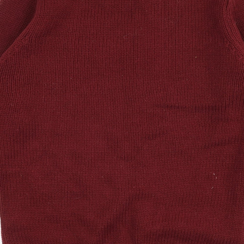 New Look Mens Red Round Neck Acrylic Pullover Jumper Size S Long Sleeve