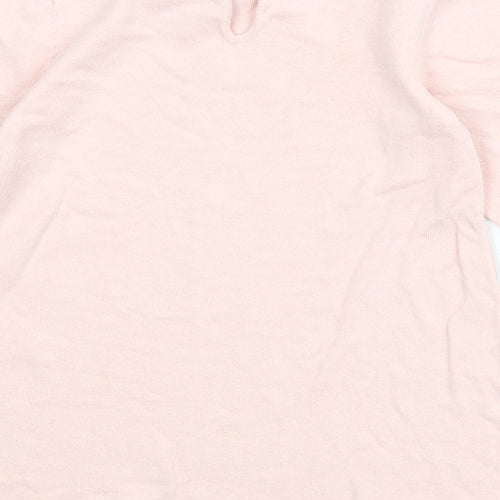 H&M Girls Pink Collared 100% Cotton Pullover Jumper Size 2-3 Years Button